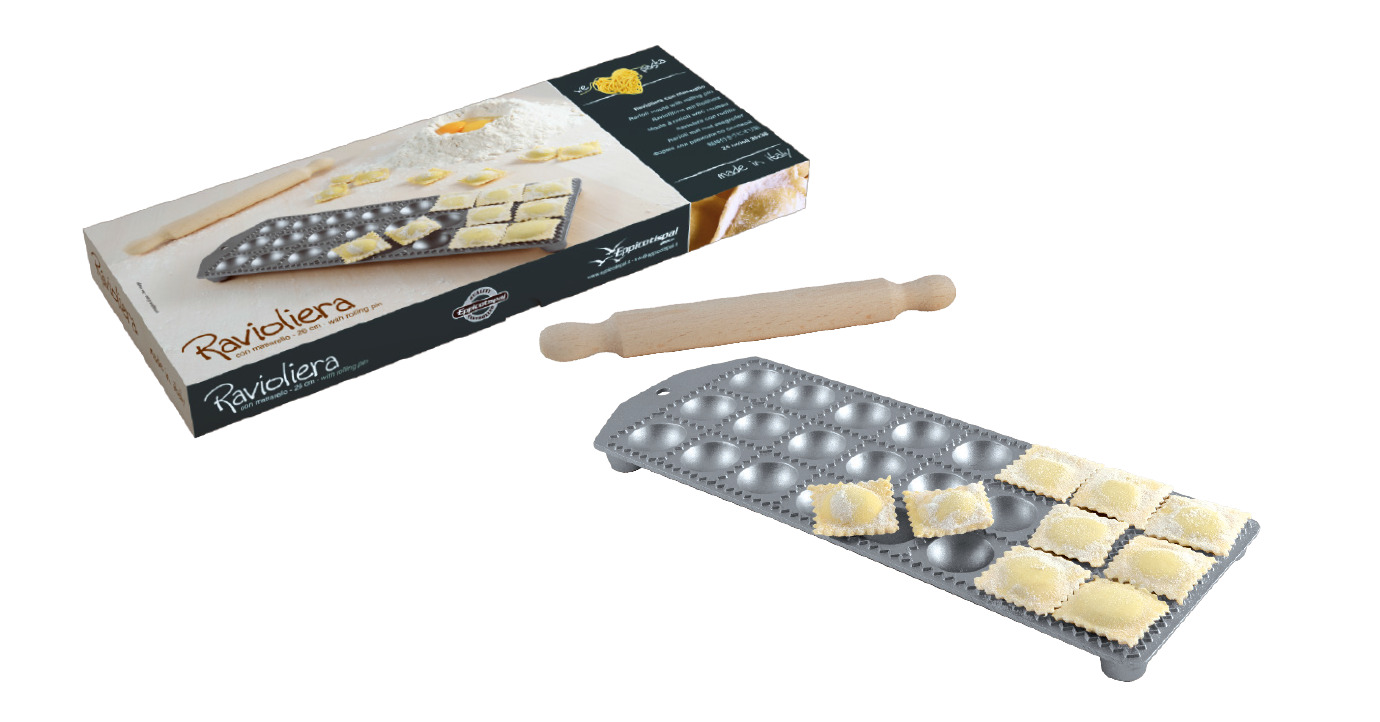 Форма для приготовления 24 круглых равиоли Eppicotispai 40х40 мм. со скалкой