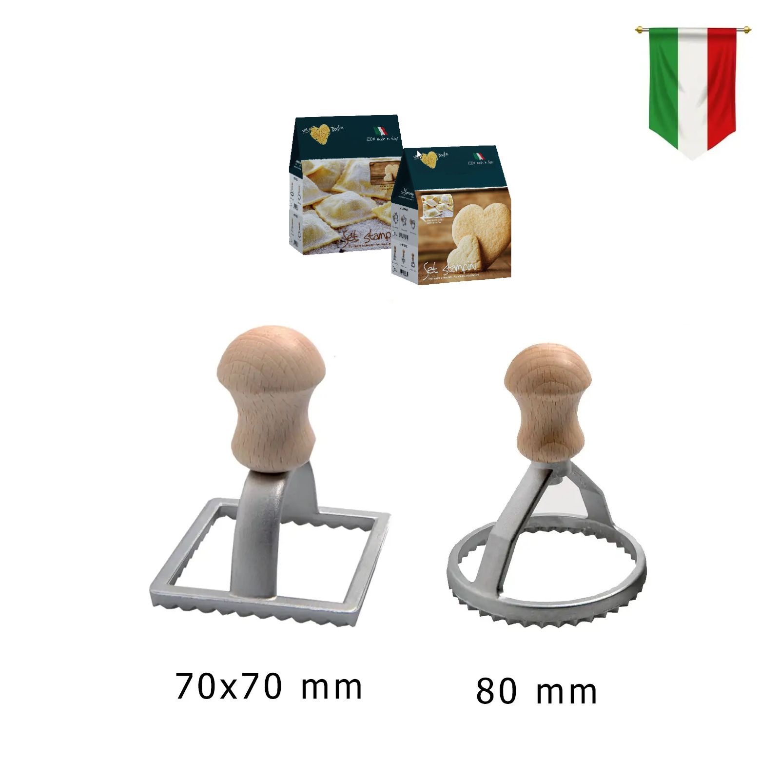 Набор больших штампов для равиоли круг и квадрат