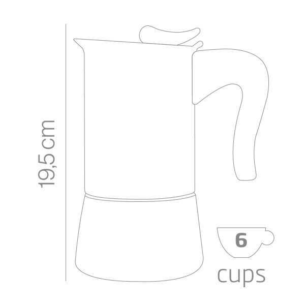 Гейзерная кофеварка стальная "MISS SPLENDY" на 6 чашек