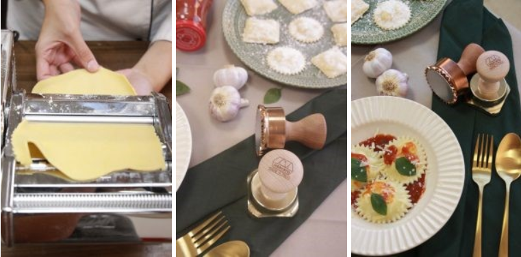 Равиоли с рикотой, сыром и травами в томатном соусе.